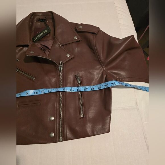 NWT Blank NYC Faux Leather Cropped Moto Jacket in Plum Size Small - Picture 8 of 14